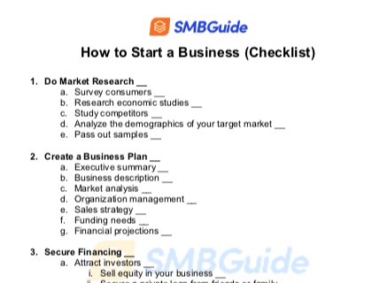 Starting a business checklist